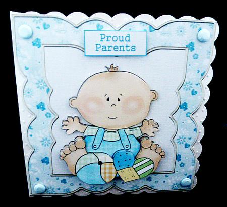 A Baby Boy 6x6 Card with Decoupage by Diane  Hitchcox