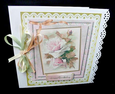 Lovely Vintage Rose on Lace by Diane  Hitchcox