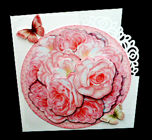 Round Topper Pink Roses by Diane  Hitchcox