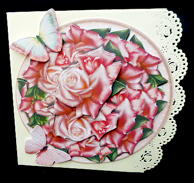 Round Topper Pink Edwardian Roses by Diane  Hitchcox