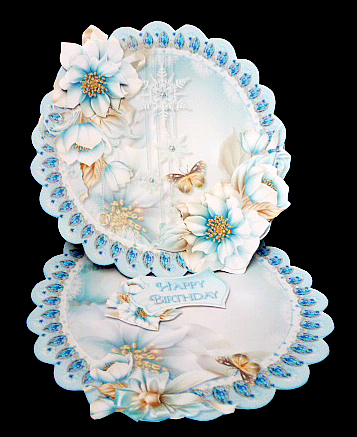 Winter Flowers Scalloped Round Easel Card Mini Kit by Diane  Hitchcox