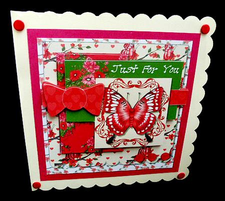 Scallop Pearl Sketch Card - Red Butterfly by Diane  Hitchcox