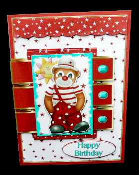 Rectangle Sketch Card - Clown Bear by Diane  Hitchcox
