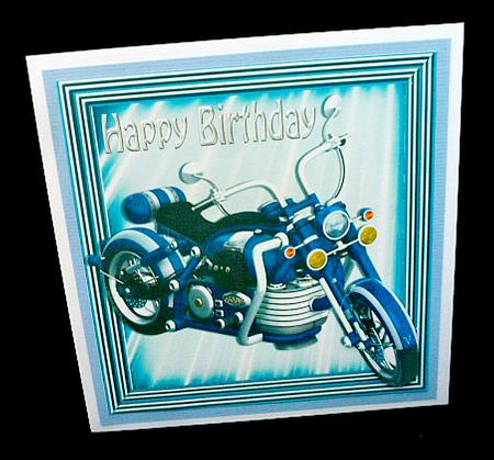 Blue Motorbike in Blue Metallic Frame 8x8 by Diane  Hitchcox