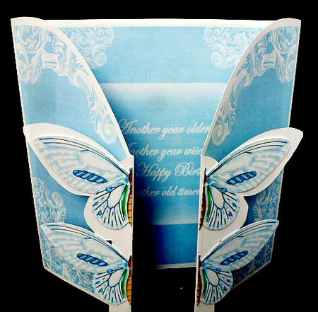Blue Butterfly Old Timer 3D Gatefold Butterfly Mkit by Diane  Hitchcox