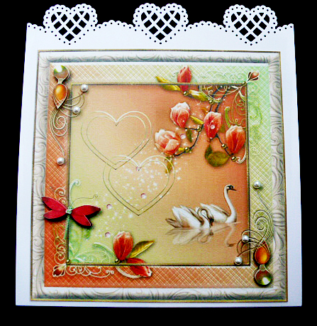 Swans, Hearts & Gems Card Topper by Diane  Hitchcox
