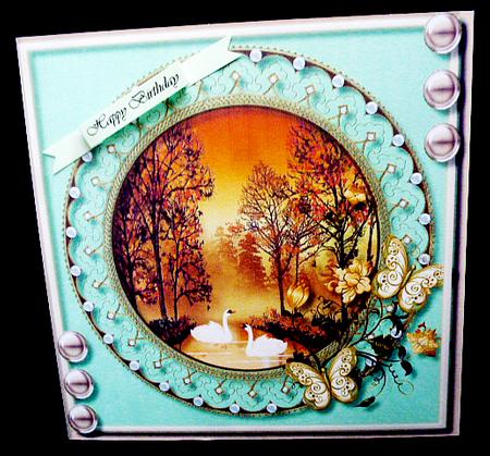 Beautiful Sunset Scene in a Round Frame  by Diane  Hitchcox