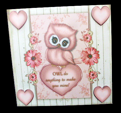 Valentine Owl & Hearts by Diane  Hitchcox