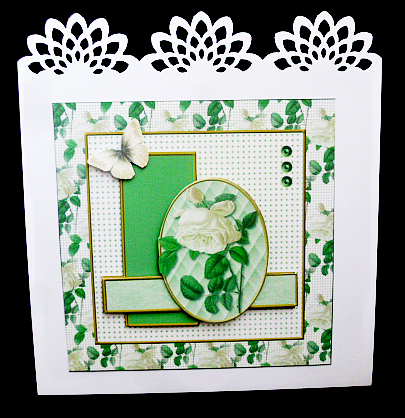 Square Oval Sketch Card - White Rose by Diane  Hitchcox