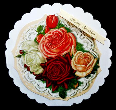 Beautiful Roses in a Stitched Frame  by Diane  Hitchcox