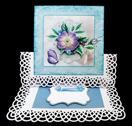 Purple Flower 7x7 Card with Decoupage by Diane  Hitchcox