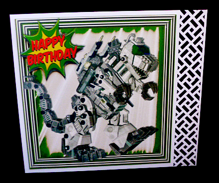Metallic Dinosaur Robot in Green Frame 8x8 by Diane  Hitchcox