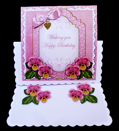 Pink Pansy Happy Birthday Fancy 7in Decoupage Topper by Diane  Hitchcox