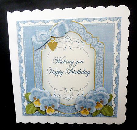 Dblue Pansy Happy Birthday Fancy 7in Decoupage Topper by Diane  Hitchcox