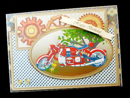 Oval Sketch Card - Red Motor Bike by Diane  Hitchcox