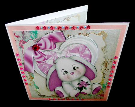 Love Bunny with Pink Heart and Bow 8x8 Mini Kit by Diane  Hitchcox