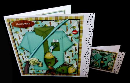 Male Card Gone Fishing Vintage Mini Kit by Diane  Hitchcox