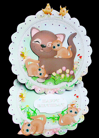 Springtime Kittens Scalloped Round Easel Card Mini Kit by Diane  Hitchcox