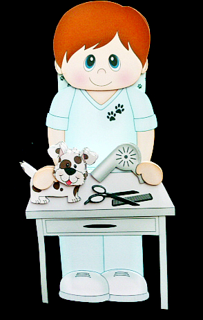 3D on the Shelf Card Kit - Little Dog Groomer Evan by Diane  Hitchcox