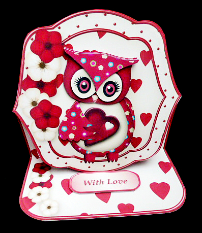 Valentine Owl - Shaped Easel Card Mini Kit by Diane  Hitchcox