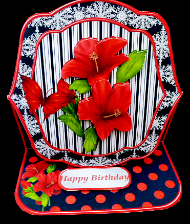 Red Hibiscus - Shaped Easel Card Mini Kit by Diane  Hitchcox