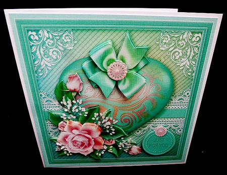 Heart with Pink Roses 8in x 8in Decoupage Mini Kit by Diane  Hitchcox