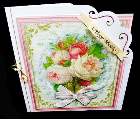 Beautiful Roses on Lace and Script Frame  by Diane  Hitchcox