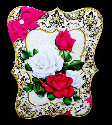 Red and White Roses Large Bracket Card Kit by Diane  Hitchcox