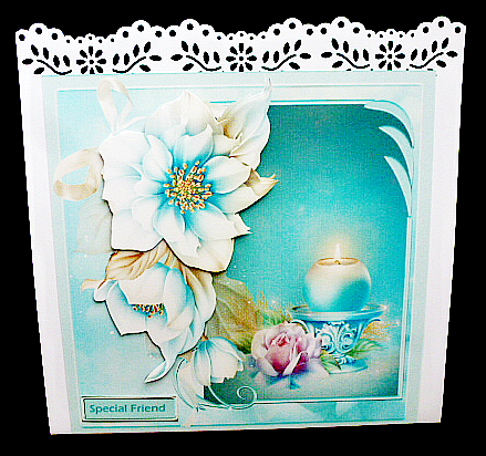 Candles and the Rose 7x7 Card with Decoupage by Diane  Hitchcox