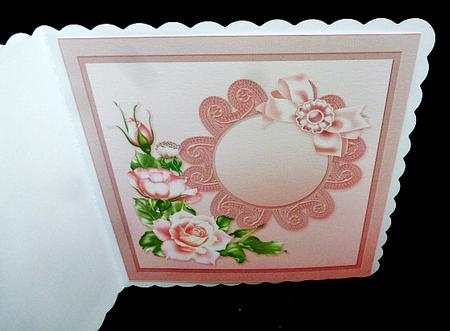 Pink Roses on a Lace Doily Matching 8in x 8in Insert Plate by Diane  Hitchcox
