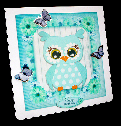 Gorgeous Aqua Owl 8x8 by Diane  Hitchcox