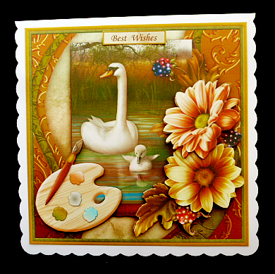 Artists Canvas Swan & Cygnet 7.5 Decoupage Mini Kit by Diane  Hitchcox