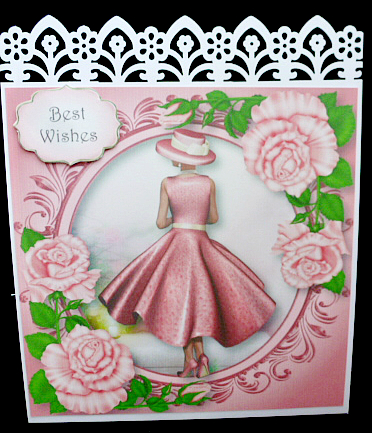 Pink Rose Elegance 8x8 Quick Topper by Diane  Hitchcox