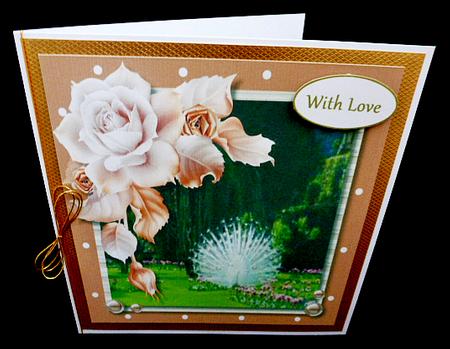 White Peacock and Golden Roses  by Diane  Hitchcox