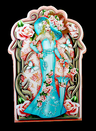 Lady in Blue with Pink Roses Card Mini Kit by Diane  Hitchcox
