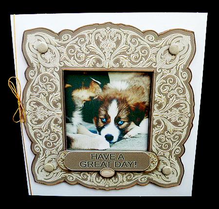 Puppies on a Taupe Ornate Frame 8in x 8in Decoupage Mini Kit by Diane  Hitchcox