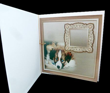 Puppies on a Taupe Ornate Frame Matching 8 x 8 Insert Plate by Diane  Hitchcox
