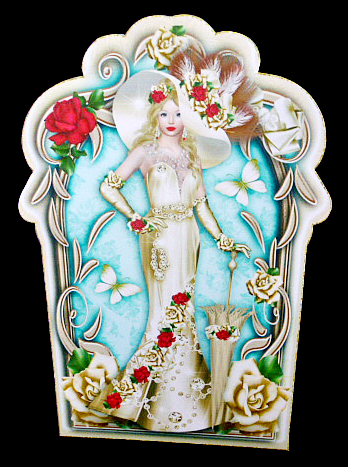 Lady in Cream Dress with Roses Card Mini Kit by Diane  Hitchcox