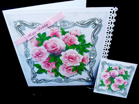 Lovely Pink Roses in a Ornate Frame  by Diane  Hitchcox