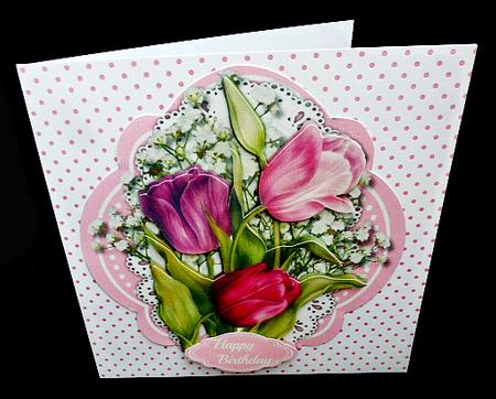 Beautiful Tulips on a Quadrefoil Frame  by Diane  Hitchcox