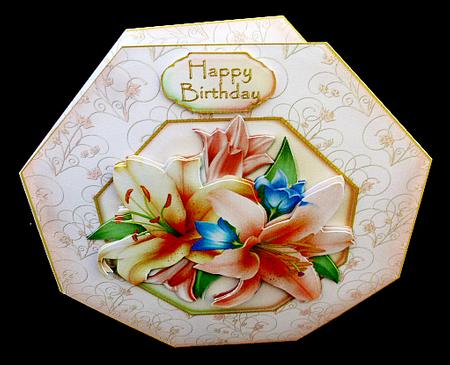 Pastel Lilies Large Octagonal Card Kit by Diane  Hitchcox