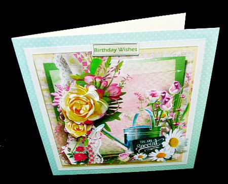 Rose and the Watering Can 7.5 Card with Decoupage by Diane  Hitchcox