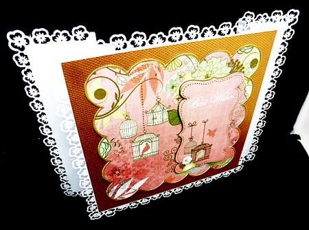 Pink Birdcage Best Wishes 8in Scallop Topper by Diane  Hitchcox