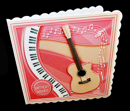 Cream and Pink Acoustic Guitar 8in x 8in Decoupage Mini Kit by Diane  Hitchcox