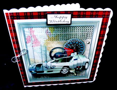 Car on a Metal Surface 6in x 6in Pyramage by Diane  Hitchcox