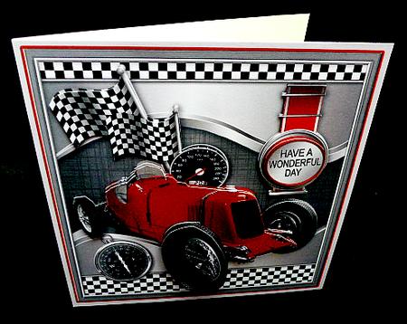 Vintage Red Racing Car 8in x 8in Decoupage Mini Kit by Diane  Hitchcox