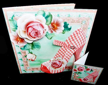 The Gingham Polka Dot Shoes Card Front Kit by Diane  Hitchcox
