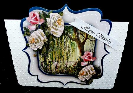 Lovely Shaped Card with Roses by Diane  Hitchcox