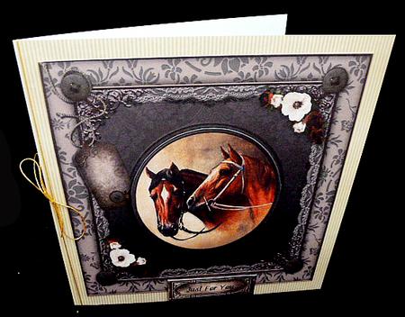 Vintage Horse 7x7 Card Front by Diane  Hitchcox