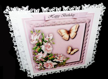 Lovely Pink Roses and Butterfly's  by Diane  Hitchcox